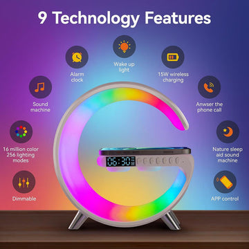 G63 – G Lamp Multi-functional Led Clock Display Speaker | G 63 Wireless Charging Bluetooth Speaker Atmosphere Night Lamp With Alarm Clock