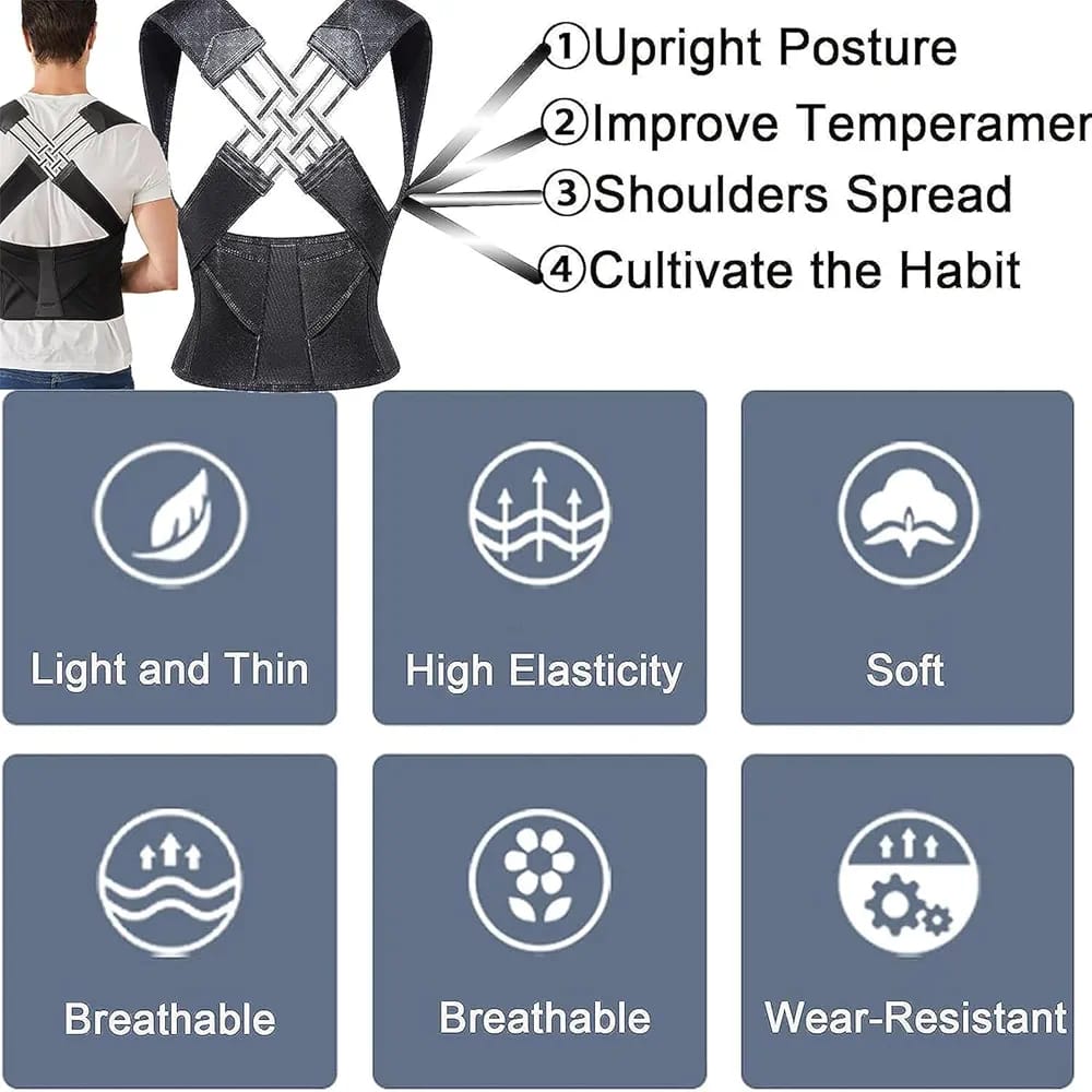 Adjustable Back Posture Belt Office Home Gym Unisex  Back Straightener Posture Corrector